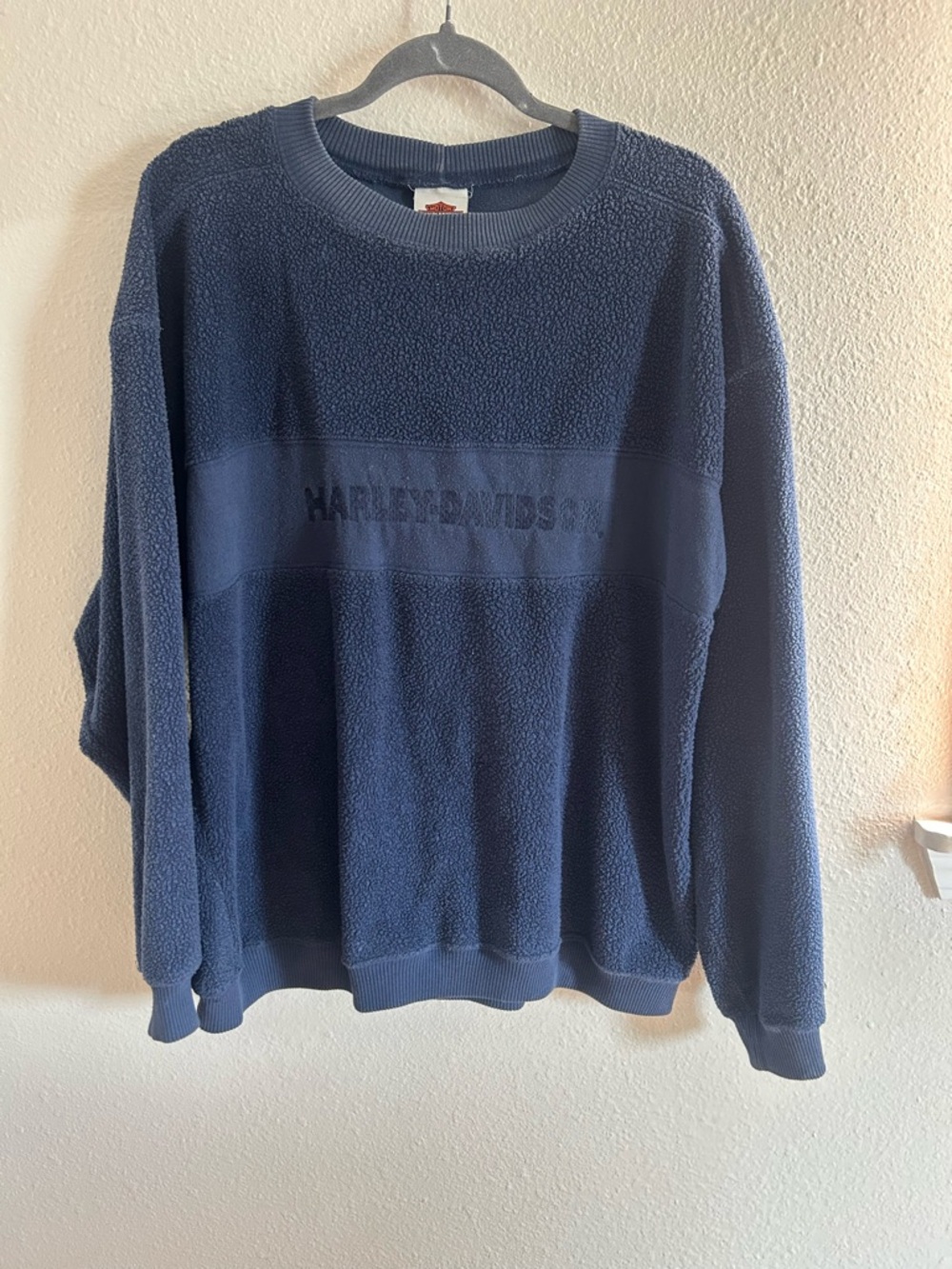 Vintage Harley Davidson Made In USA Fuzzy Embroidered Crewneck Sweatshirt Size L